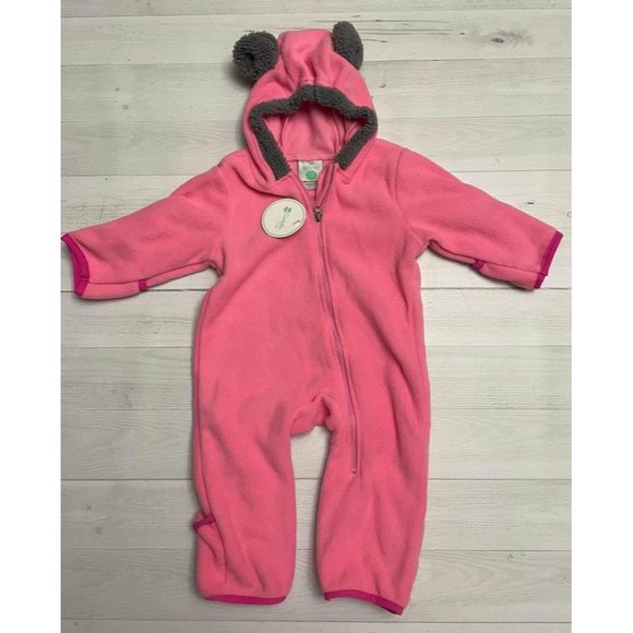 Cuddle club pink bear fleece bunting 3-6 months NWT - Picture 1 of 7
